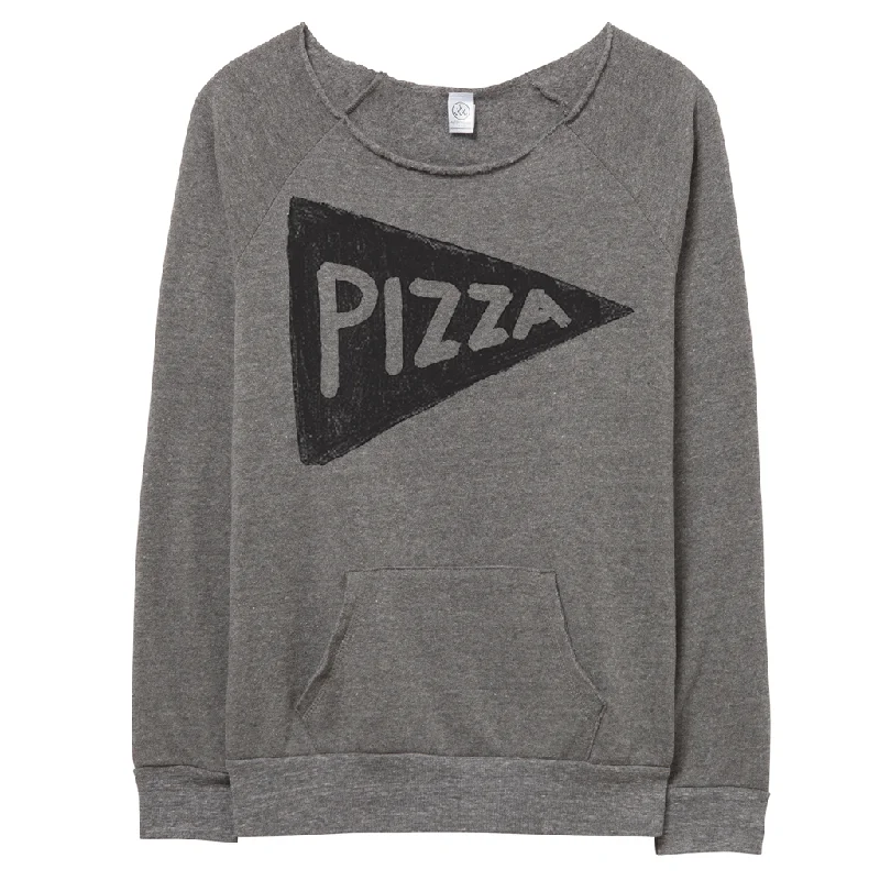 Women's Off the Shoulder Slouchy Pizza Sweatshirt Hoodie with Snap Buttons Easy Quick Women's Off the Shoulder Slouchy Pizza Sweatshirt Hoodie with Snap Buttons Easy Quick
