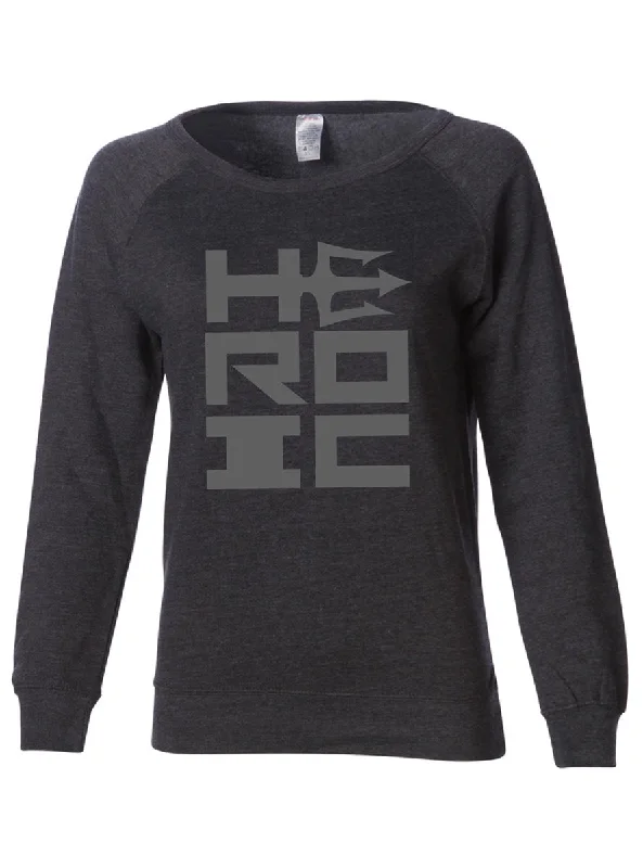 HEROIC Womens Stacked Logo Sweatshirt Hoodie with Bell Sleeves Flared Feminine