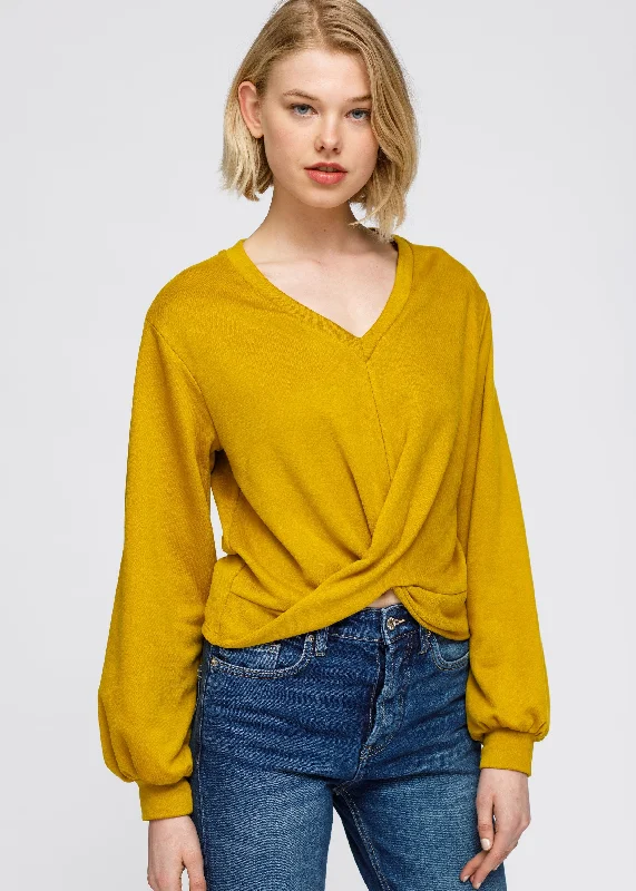 Women's V-Neck Wrap Front Sweatshirt Hoodie with Magnetic Closure Innovative Modern