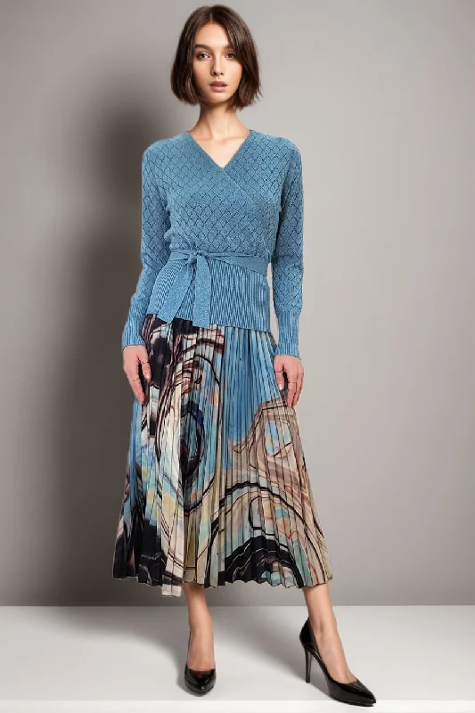 X7349 SKIRT (BLUE, EARTH) chiffon skirt floaty