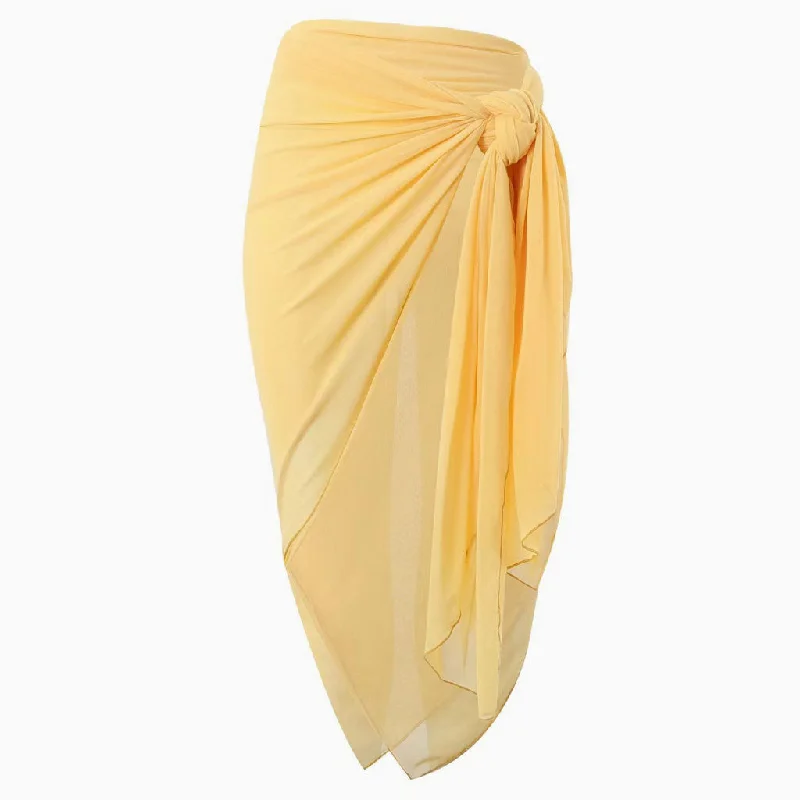 Ethereal Bow Tie Up Triangle High Waist Chiffon Cover Up Beach Sarong wool skirt warm